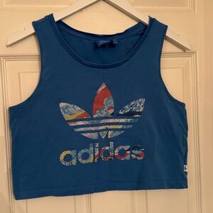 Adidas Vibrant Blue Graphic Crop Top